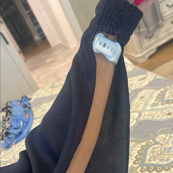 DKNY Blue Asymmetrical 3/4 Sleeve Blouse - Picture 3 of 4